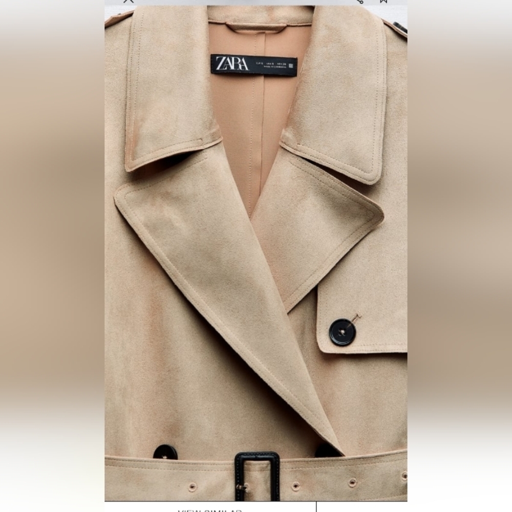 Zara faux Suede Trench Coat - Picture 6 of 11